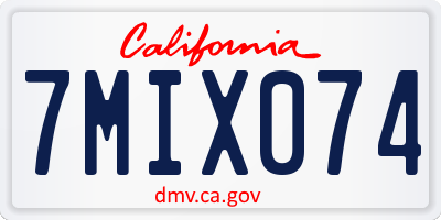 CA license plate 7MIX074