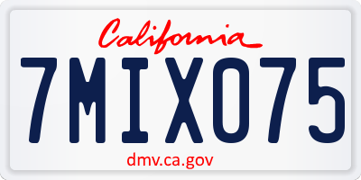 CA license plate 7MIX075