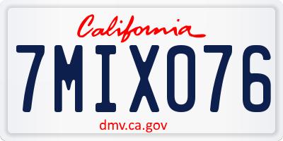 CA license plate 7MIX076
