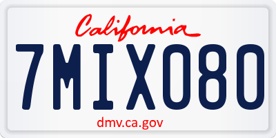 CA license plate 7MIX080