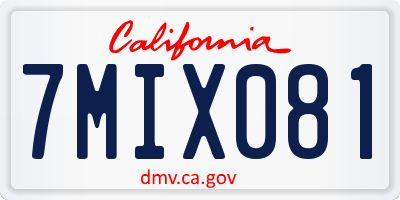 CA license plate 7MIX081