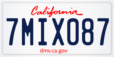 CA license plate 7MIX087