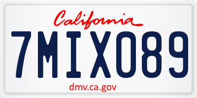 CA license plate 7MIX089