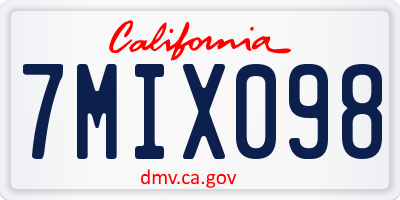 CA license plate 7MIX098