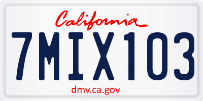 CA license plate 7MIX103