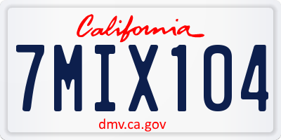 CA license plate 7MIX104
