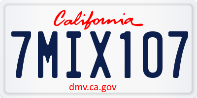 CA license plate 7MIX107