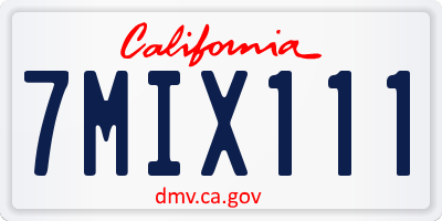 CA license plate 7MIX111