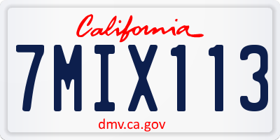 CA license plate 7MIX113