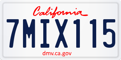 CA license plate 7MIX115