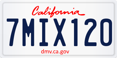 CA license plate 7MIX120