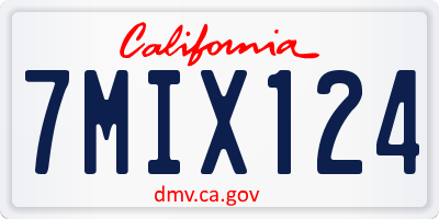 CA license plate 7MIX124