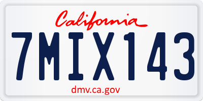 CA license plate 7MIX143