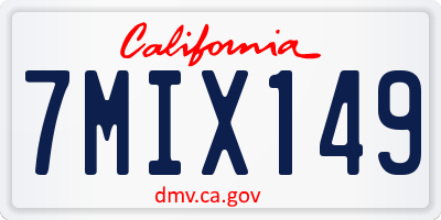 CA license plate 7MIX149