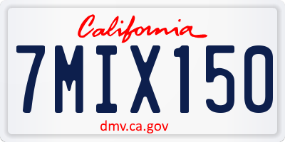 CA license plate 7MIX150
