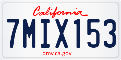 CA license plate 7MIX153