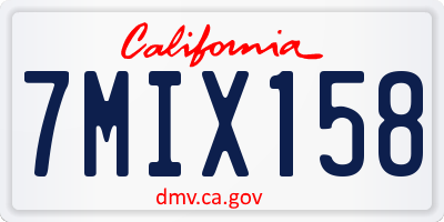 CA license plate 7MIX158