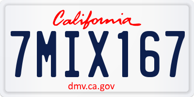 CA license plate 7MIX167