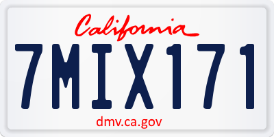 CA license plate 7MIX171