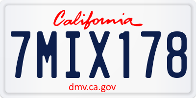 CA license plate 7MIX178