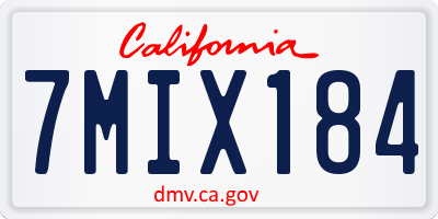 CA license plate 7MIX184