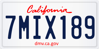 CA license plate 7MIX189