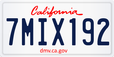 CA license plate 7MIX192