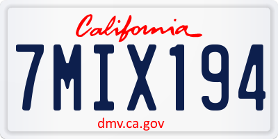 CA license plate 7MIX194
