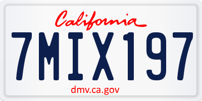 CA license plate 7MIX197