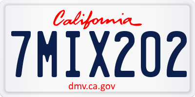 CA license plate 7MIX202
