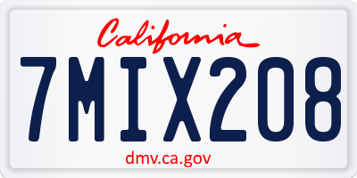 CA license plate 7MIX208