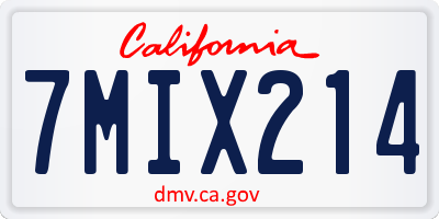 CA license plate 7MIX214