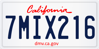 CA license plate 7MIX216