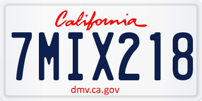 CA license plate 7MIX218