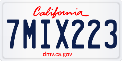 CA license plate 7MIX223