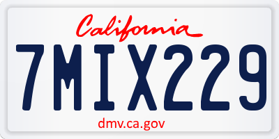 CA license plate 7MIX229