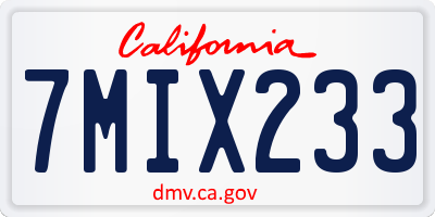 CA license plate 7MIX233