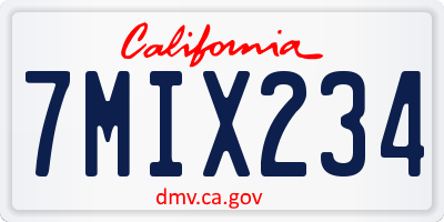 CA license plate 7MIX234