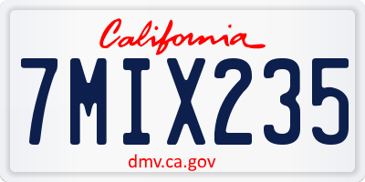 CA license plate 7MIX235