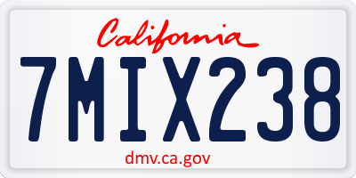 CA license plate 7MIX238