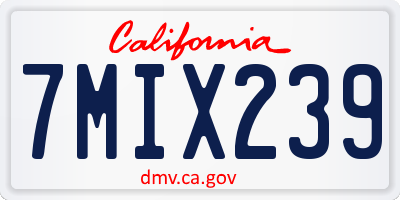 CA license plate 7MIX239