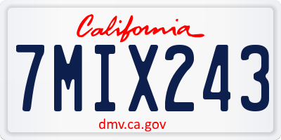 CA license plate 7MIX243