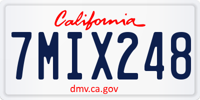 CA license plate 7MIX248