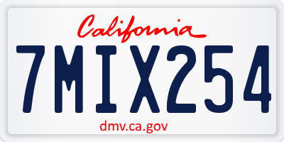 CA license plate 7MIX254