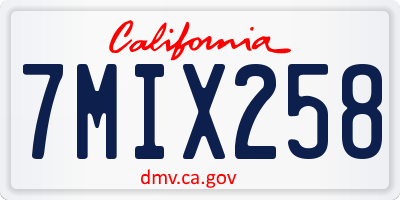 CA license plate 7MIX258