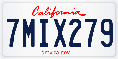 CA license plate 7MIX279