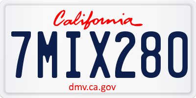CA license plate 7MIX280