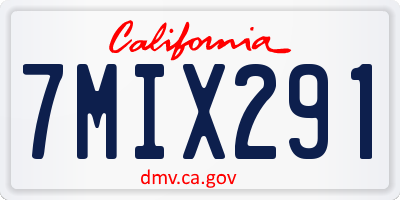 CA license plate 7MIX291