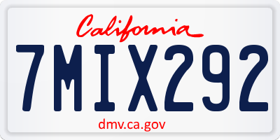 CA license plate 7MIX292