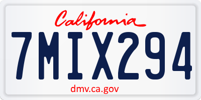 CA license plate 7MIX294
